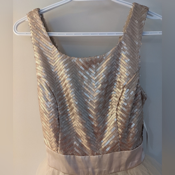 NWT Gold Sparkly Trixxi girl Dress with a tulle skirt Size - Picture 4 of 6